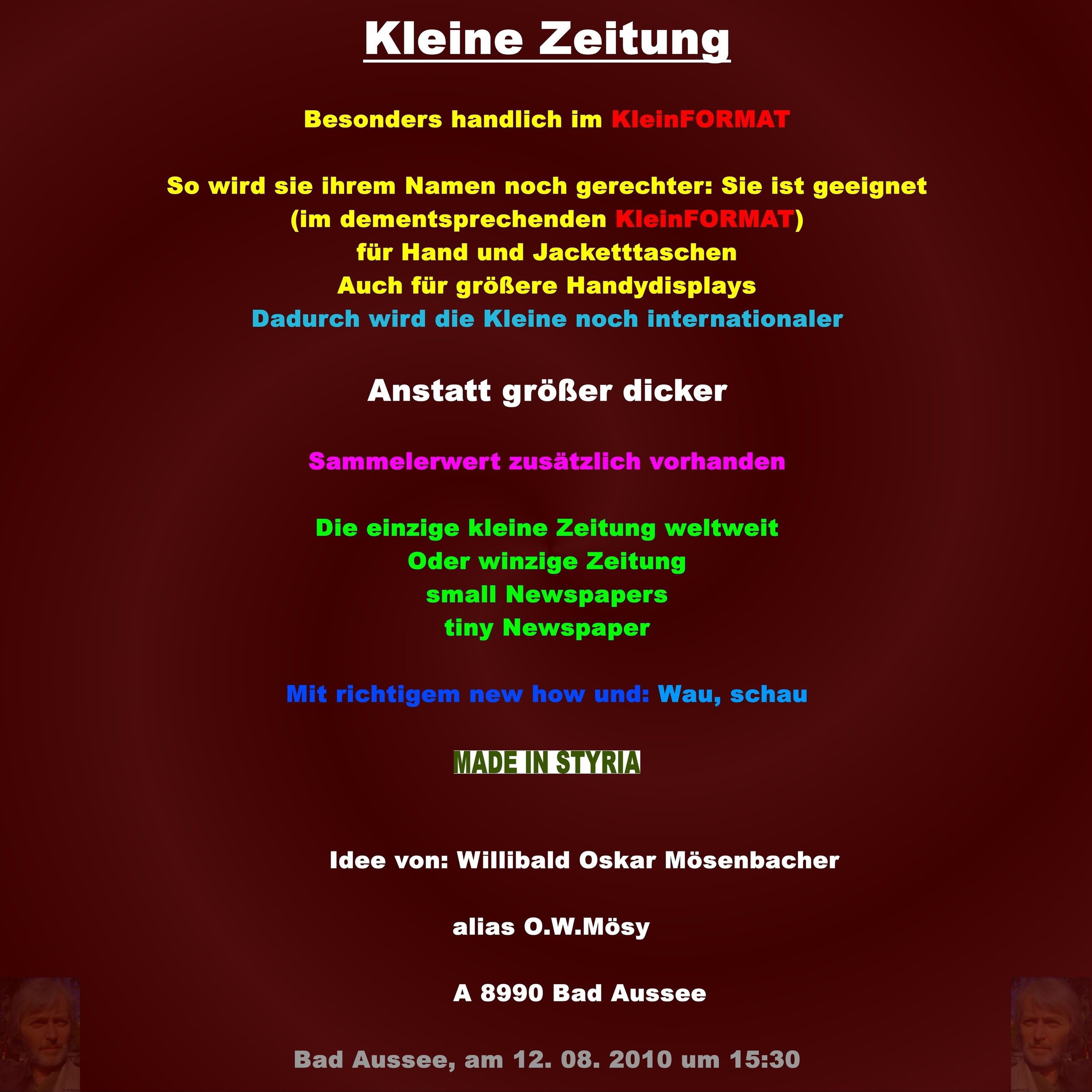 KLEINE_ZEITUNG,Kleine Zeitung,kleine,zeitung,Tags,MÃ¶senbacher,O.W.MÃ¶sy,OWMoesy,MOESY,Neuoffenbarung,Jakob_Lorber,Lorber,EMailKusses,Leoben,Tunzendorf,Pruggern,Garten,Himmel,Engel,Kirchen,Selbstbildnis
